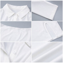 Load image into Gallery viewer, Polo Collar Cardigan Long Sleeve Short Top T-shirt Hollow Open Back Slim Fit Slit Wrap Hip Skirt Suit