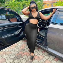Load image into Gallery viewer, Sexy Women Two-piece V-neck Lowcut Backless Off Shoulder Vest Tube Top Slim Fit Wrap Hip Skirt Long Dress Suit