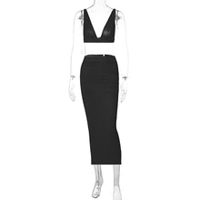 Load image into Gallery viewer, Sexy Women Two-piece V-neck Lowcut Backless Off Shoulder Vest Tube Top Slim Fit Wrap Hip Skirt Long Dress Suit