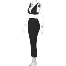 Load image into Gallery viewer, Sexy Women Two-piece V-neck Lowcut Backless Off Shoulder Vest Tube Top Slim Fit Wrap Hip Skirt Long Dress Suit
