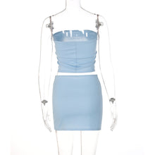 Load image into Gallery viewer, Fashion Casual Off Shoulder Strapless Tube Sleeveless Top Solid Color Women Low Waist Slim Hip Skirt Suit