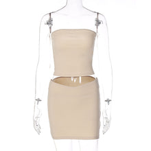 Load image into Gallery viewer, Fashion Casual Off Shoulder Strapless Tube Sleeveless Top Solid Color Women Low Waist Slim Hip Skirt Suit