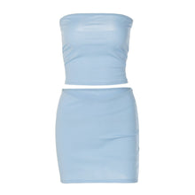 Load image into Gallery viewer, Fashion Casual Off Shoulder Strapless Tube Sleeveless Top Solid Color Women Low Waist Slim Hip Skirt Suit