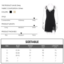 Load image into Gallery viewer, Spring and Summer Women Sexy Lowcut off Shoulder Sling Loose Lace Ruched Slit Satin Slip Dress