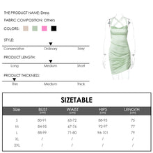 Load image into Gallery viewer, New Style Open Back Lace Up Hollow Lowcut Cross Straps Elegant Wrap Skirt Smocked Satin Sling Dress