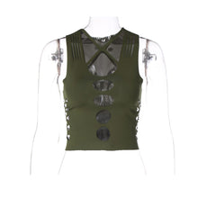 Load image into Gallery viewer, Sexy Summer Cutout Slim Fit Cropped Navel Sleeveless Tank Top Cross Straps Round Neck Off Shoulder T-shirt Vest