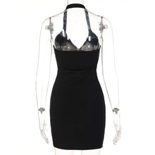Load image into Gallery viewer, V-neck Halterneck Zipper Open Back Off Shoulder Women Fashion Sexy Slim Fit Slit Dress