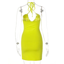Load image into Gallery viewer, Fashionable Sexy V-neck Backless Lace-up Slit Dress Waist Hollow Halterneck Off Shoulder Short Dress