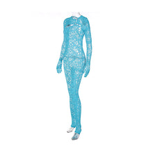 Load image into Gallery viewer, Fashion Sexy Cutout Slim Fit Crew Neck Long Sleeve Jumpsuit 3d Pattern Perspective Hollowed-out Women Trousers Bodysuit