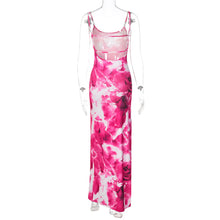Load image into Gallery viewer, Autumn New Fashion Print Tie-dye Sexy Backless Slit Slip Dress Lowcut Hollow Slim Fit Long Dress