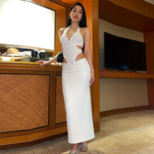 Load image into Gallery viewer, Off Shoulder Sexy Backless Waist-in Hollow Bodysuit Slim Fit Wrap Skirt Halterneck Solid Color Suit