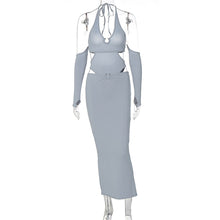 Load image into Gallery viewer, Off Shoulder Sexy Backless Waist-in Hollow Bodysuit Slim Fit Wrap Skirt Halterneck Solid Color Suit