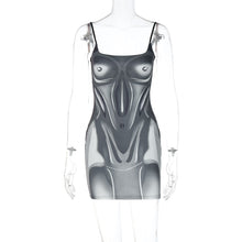 Load image into Gallery viewer, Thermal Imaging Printed Autumn Fashion Personality Off Shoulder Open Back Strappy Wrap Hip Skirt Short Sling Dress
