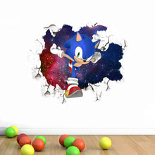 Load image into Gallery viewer, Cartoon Sonic 3D Wall Sticker Kawaii Creative Animation Game Peripheral Wallpaper Bedroom PVC Broken Wall Graffiti Decoration