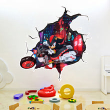 Load image into Gallery viewer, Cartoon Sonic 3D Wall Sticker Kawaii Creative Animation Game Peripheral Wallpaper Bedroom PVC Broken Wall Graffiti Decoration