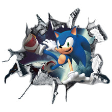 Load image into Gallery viewer, Cartoon Sonic 3D Wall Sticker Kawaii Creative Animation Game Peripheral Wallpaper Bedroom PVC Broken Wall Graffiti Decoration