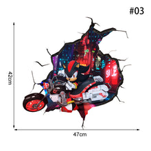 Load image into Gallery viewer, Cartoon Sonic 3D Wall Sticker Kawaii Creative Animation Game Peripheral Wallpaper Bedroom PVC Broken Wall Graffiti Decoration