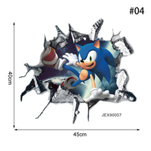 Load image into Gallery viewer, Cartoon Sonic 3D Wall Sticker Kawaii Creative Animation Game Peripheral Wallpaper Bedroom PVC Broken Wall Graffiti Decoration