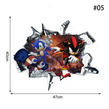 Load image into Gallery viewer, Cartoon Sonic 3D Wall Sticker Kawaii Creative Animation Game Peripheral Wallpaper Bedroom PVC Broken Wall Graffiti Decoration