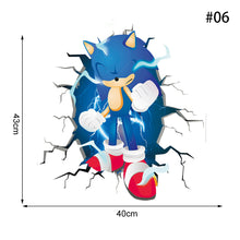 Load image into Gallery viewer, Cartoon Sonic 3D Wall Sticker Kawaii Creative Animation Game Peripheral Wallpaper Bedroom PVC Broken Wall Graffiti Decoration