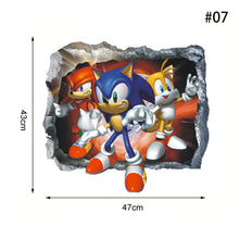Load image into Gallery viewer, Cartoon Sonic 3D Wall Sticker Kawaii Creative Animation Game Peripheral Wallpaper Bedroom PVC Broken Wall Graffiti Decoration