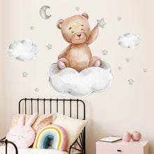 Load image into Gallery viewer, Moon Cloud Big Wall Stickers For Kids Rooms Boys Stars Large Wall Stickers For Children's Room Bear Bedroom Decoration