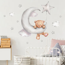 Load image into Gallery viewer, Moon Cloud Big Wall Stickers For Kids Rooms Boys Stars Large Wall Stickers For Children's Room Bear Bedroom Decoration
