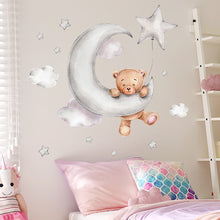 Load image into Gallery viewer, Moon Cloud Big Wall Stickers For Kids Rooms Boys Stars Large Wall Stickers For Children's Room Bear Bedroom Decoration