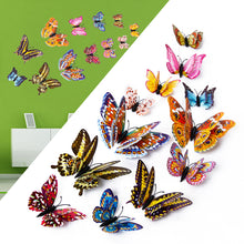 Load image into Gallery viewer, 12Pcs Luminous Double Layer 3D Butterfly Wall Stickers Home Room Decor Butterflies For Wedding Decoration Magnet Fridge Decals