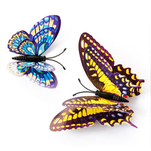 Load image into Gallery viewer, 12Pcs Luminous Double Layer 3D Butterfly Wall Stickers Home Room Decor Butterflies For Wedding Decoration Magnet Fridge Decals