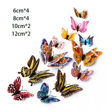 Load image into Gallery viewer, 12Pcs Luminous Double Layer 3D Butterfly Wall Stickers Home Room Decor Butterflies For Wedding Decoration Magnet Fridge Decals