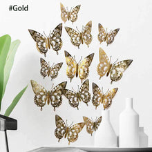Load image into Gallery viewer, 12Pcs 3D Hollow Butterfly Wall Sticker For Home Decoration DIY Wall Stickers For Kids Rooms Party Wedding Decor Butterfly Fridge