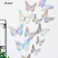 Load image into Gallery viewer, 12Pcs 3D Hollow Butterfly Wall Sticker For Home Decoration DIY Wall Stickers For Kids Rooms Party Wedding Decor Butterfly Fridge