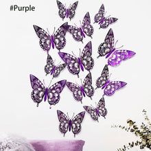 Load image into Gallery viewer, 12Pcs 3D Hollow Butterfly Wall Sticker For Home Decoration DIY Wall Stickers For Kids Rooms Party Wedding Decor Butterfly Fridge