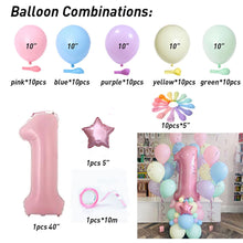 Load image into Gallery viewer, 63pcs Macaroon Latex balloons Candy Pink Ballons Set 1 2 3 4 5 6 7 8 9 Birthday Party Decorations Kids Baby Shower girl Unicorn