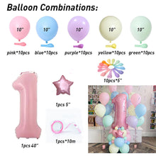 Load image into Gallery viewer, 63pcs Macaroon Latex balloons Candy Pink Ballons Set 1 2 3 4 5 6 7 8 9 Birthday Party Decorations Kids Baby Shower girl Unicorn