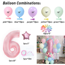 Load image into Gallery viewer, 63pcs Macaroon Latex balloons Candy Pink Ballons Set 1 2 3 4 5 6 7 8 9 Birthday Party Decorations Kids Baby Shower girl Unicorn