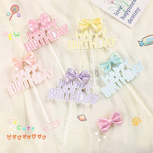 Load image into Gallery viewer, 3D Bowknot Happy Birthday Cake Topper Cute Kids Cake Decor Party Decoration Supplies Cupcake Dessert Toppers Decor