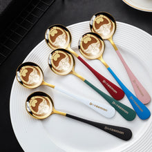 Load image into Gallery viewer, Gold Dinnerware Salad Spoon Soup Ladle 304 Stainless Steel Cutlery Serving Tea Spoons Colorful Round Head Spoon Coffee Mixing Spoon Kitchen Accessories