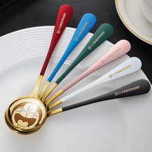 Load image into Gallery viewer, Gold Dinnerware Salad Spoon Soup Ladle 304 Stainless Steel Cutlery Serving Tea Spoons Colorful Round Head Spoon Coffee Mixing Spoon Kitchen Accessories