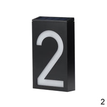 Load image into Gallery viewer, Solar Powered LED Light 0-9 House Door Number Outdoor Address Sign Plate Street Doorplate Wall Lamp Digital Flat Number