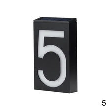 Load image into Gallery viewer, Solar Powered LED Light 0-9 House Door Number Outdoor Address Sign Plate Street Doorplate Wall Lamp Digital Flat Number