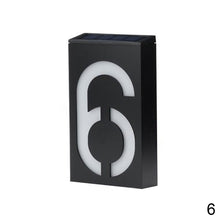 Load image into Gallery viewer, Solar Powered LED Light 0-9 House Door Number Outdoor Address Sign Plate Street Doorplate Wall Lamp Digital Flat Number