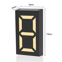 Load image into Gallery viewer, Solar Powered LED Light House Door Number Outdoor Address Sign Plate Street Doorplate Wall Lamp Digital Flat Number