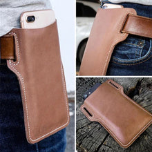 Load image into Gallery viewer, Men Travel Camping Bags Phone Case Holster Cellphone Loop Holster Belt Waist Bag Props Leather Purse Phone Wallet Running Pouch