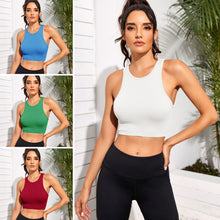 Load image into Gallery viewer, Women Yoga Vest Gym Sports Crop Tops Rib-Knit Fitness Running Vest Workout Bra Tank Top Female Without Pad