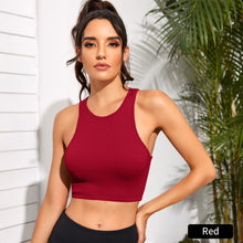 Load image into Gallery viewer, Women Yoga Vest Gym Sports Crop Tops Rib-Knit Fitness Running Vest Workout Bra Tank Top Female Without Pad