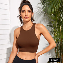 Load image into Gallery viewer, Women Yoga Vest Gym Sports Crop Tops Rib-Knit Fitness Running Vest Workout Bra Tank Top Female Without Pad