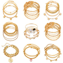 Load image into Gallery viewer, Personalized Retro Thick Chain Bracelet Anklet Set Alloy Multilayer Bracelet Anklet Jewelry Accessories for Women