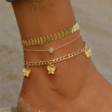 Load image into Gallery viewer, Personalized Retro Thick Chain Bracelet Anklet Set Alloy Multilayer Bracelet Anklet Jewelry Accessories for Women